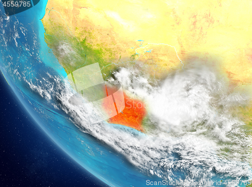 Image of Satellite view of Ivory Coast in red
