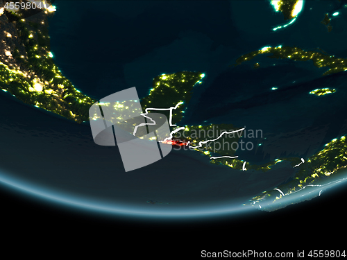 Image of El Salvador on Earth from space at night