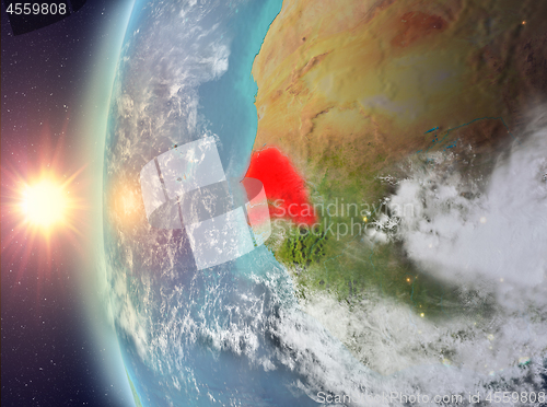 Image of Senegal during sunset from space