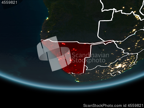 Image of Namibia on Earth from space at night