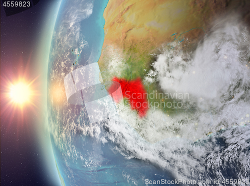 Image of Guinea during sunset from space