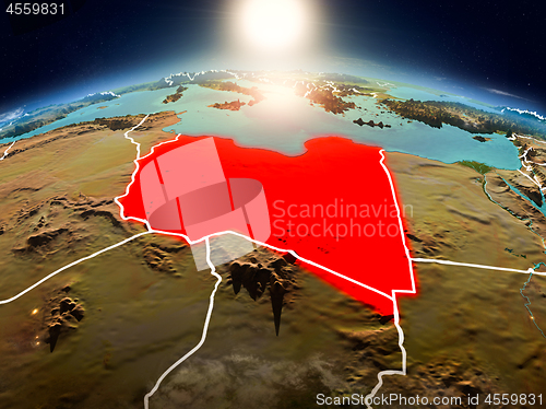 Image of Libya in sunrise from orbit