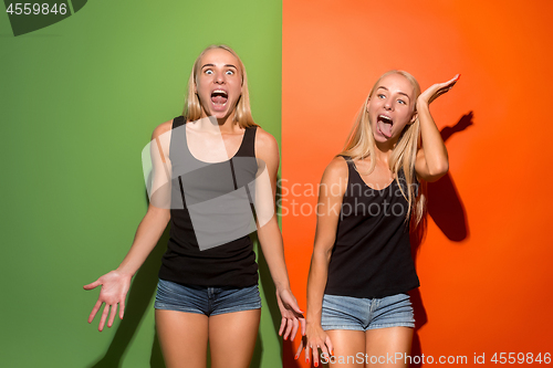 Image of The crazy women with weird expression