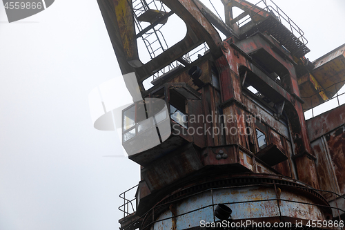 Image of Rusty old industrial dock cranes at Chernobyl Dock, 2019