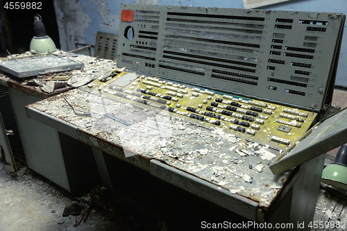 Image of Abandoned Control panel with russian symbols