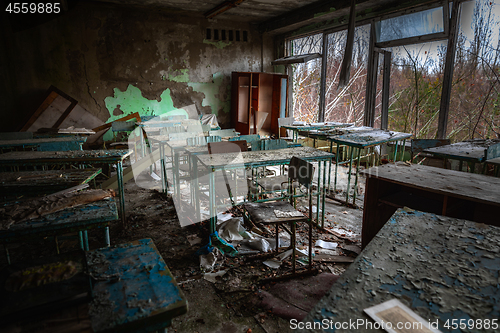 Image of Abandoned Classroom in School number 5 of Pripyat, Chernobyl Exclusion Zone 2019