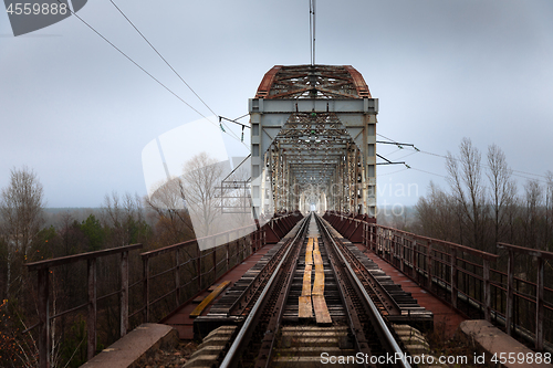 Image of Abandoned railroad bridge angle shot