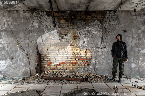 Image of Abandoned damaged building wall