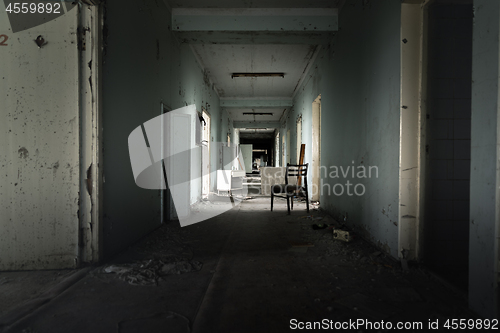 Image of Abandoned corridor in Pripyat Hospital, Chernobyl Exclusion Zone 2019