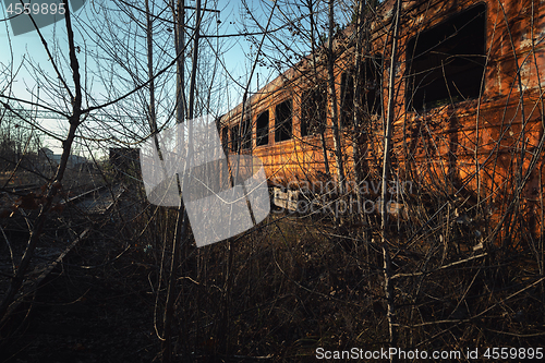 Image of Abandoned train left outside