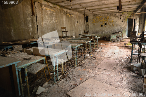 Image of Abandoned Classroom in School number 5 of Pripyat, Chernobyl Exclusion Zone 2019