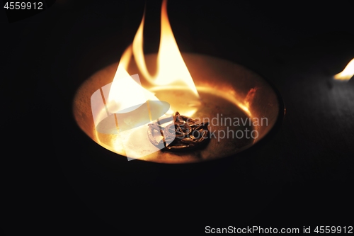 Image of Old pentagram burning in flames