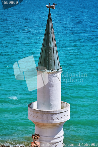 Image of Minaret against the Sea Background