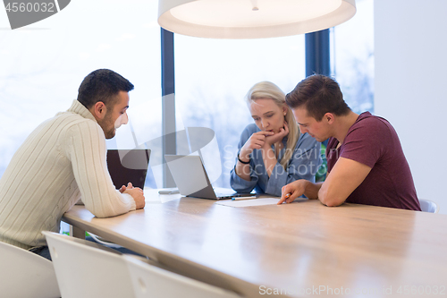 Image of Startup Business Team At A Meeting at modern office building