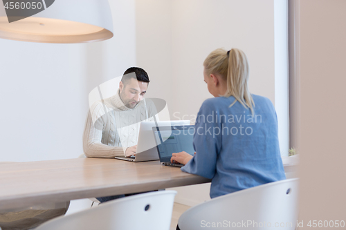 Image of Startup Business Team At A Meeting at modern office building