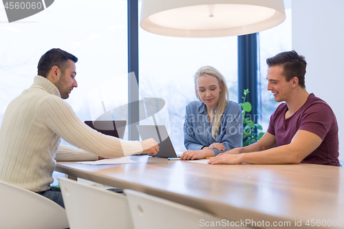 Image of Startup Business Team At A Meeting at modern office building