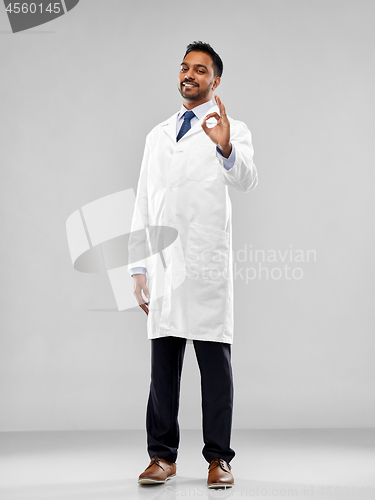 Image of indian doctor or scientist showing ok