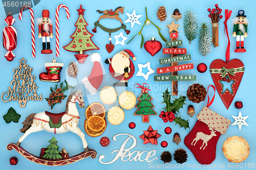 Image of Christmas Peace Sign and Decorations