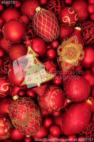 Image of Luxury Red and Gold Christmas Tree Decorations  