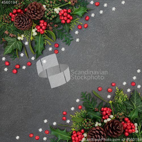 Image of Winter and Christmas Background Border