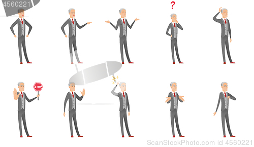 Image of Caucasian old businessman vector illustrations set