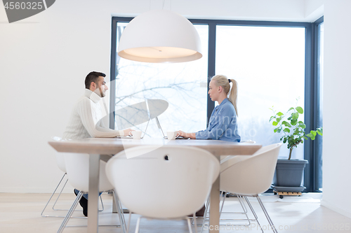 Image of Startup Business Team At A Meeting at modern office building