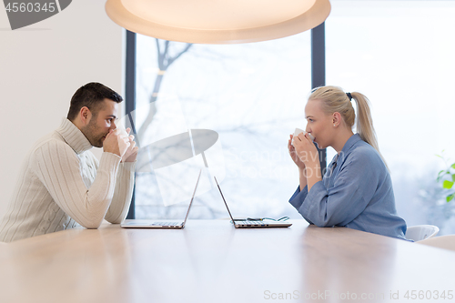 Image of Startup Business Team At A Meeting at modern office building