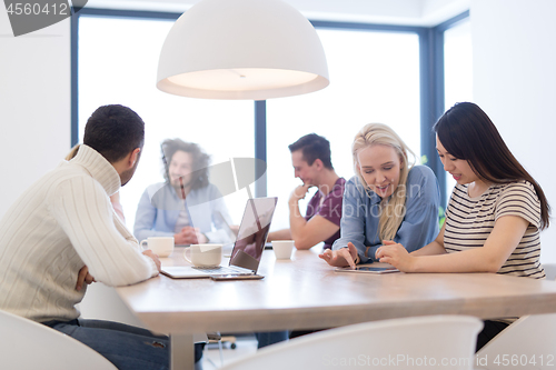 Image of Startup Business Team At A Meeting at modern office building