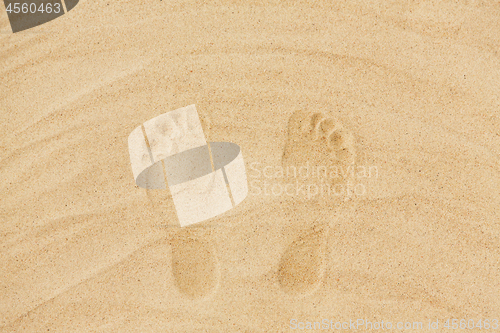 Image of footprints in sand on summer beach