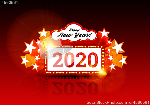Image of New Year marquee 2020. Vector illustration with stars