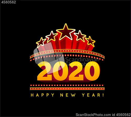 Image of New Year marquee 2020 vector illustration on black