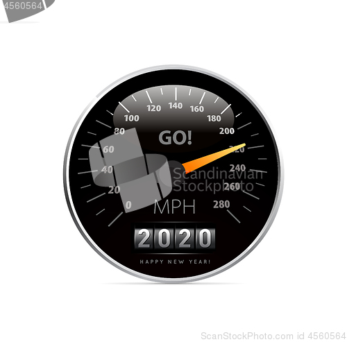 Image of Calendar 2020 in speedometer car vector illustration on white