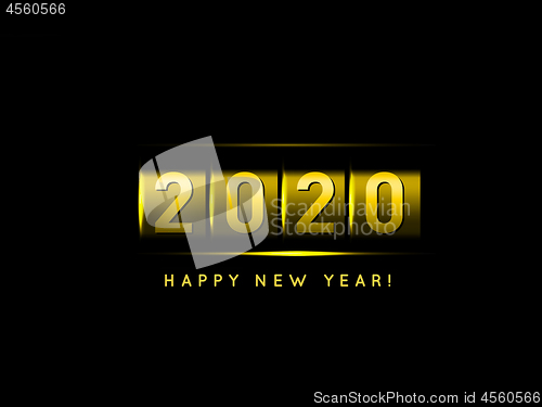 Image of New Year golden counter 2020 vector illustration on black