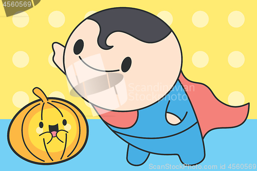 Image of Vector Cute Kawaii Boy In Halloween Costume