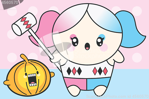 Image of Vector Cute Kawaii Girl In Halloween Costume