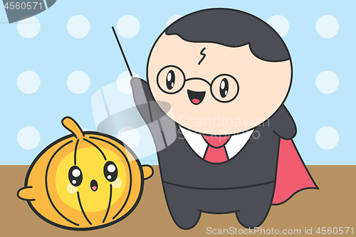 Image of Vector Cute Kawaii Boy In Halloween Costume
