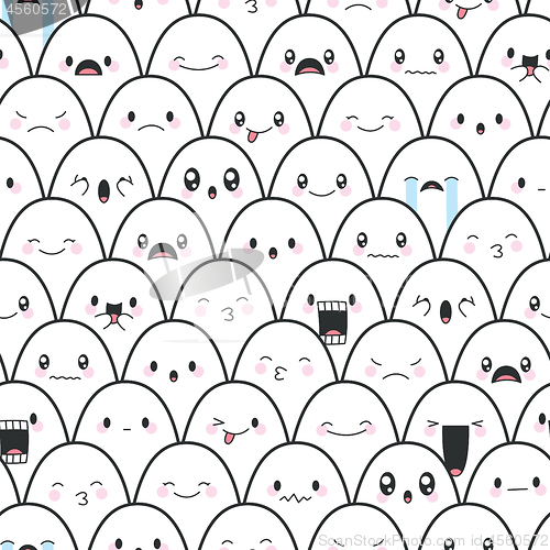 Image of Seamless Background Cute Ghosts Celebrating Halloween