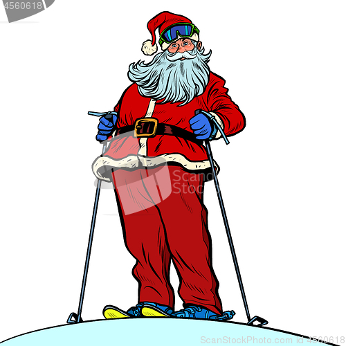 Image of Santa Claus character on snow mountain merry Christmas and happy new year