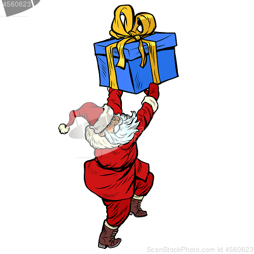 Image of Santa Claus with Christmas gift box