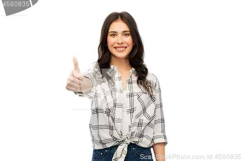 Image of young woman or teenage girls showing thumbs up