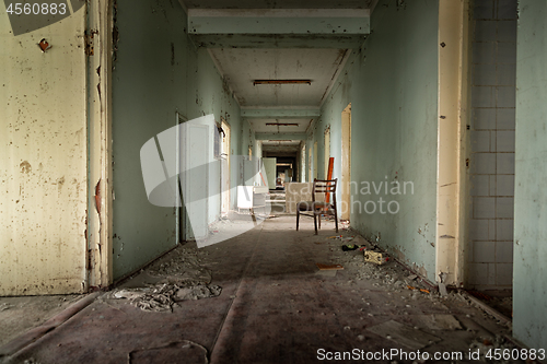 Image of Abandoned corridor in Pripyat Hospital, Chernobyl Exclusion Zone 2019