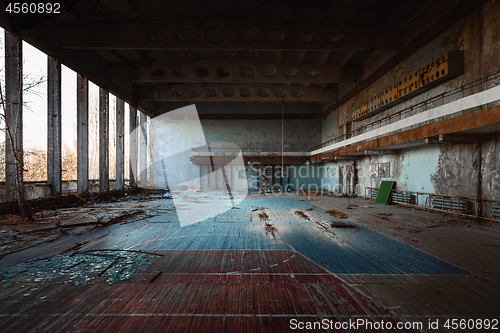 Image of Abandoned sport room in Pripyat city, Chernobyl Exclusion Zone 2019