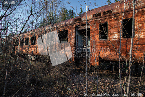 Image of Abandoned train left outside