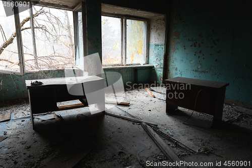 Image of Abandoned and messy room in Pripyat post office