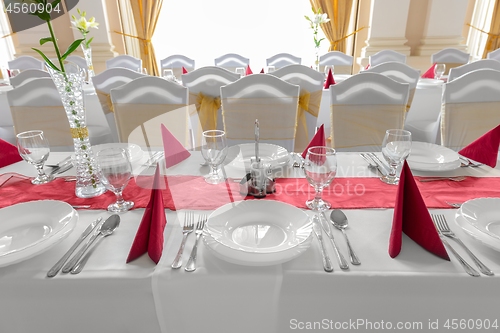 Image of Plates and dishes on dining table