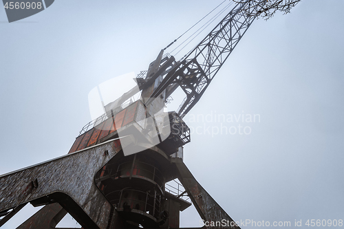 Image of Rusty old industrial dock cranes at Chernobyl Dock, 2019