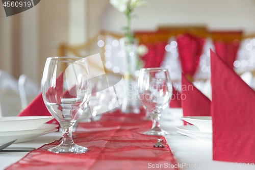 Image of Large dining hall with tables set up