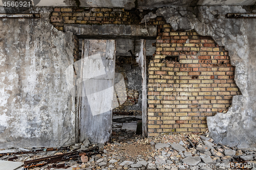 Image of Abandoned damaged building wall