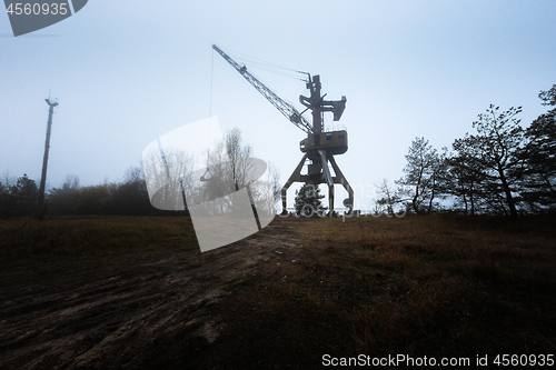 Image of Rusty old industrial dock cranes at Chernobyl Dock, 2019