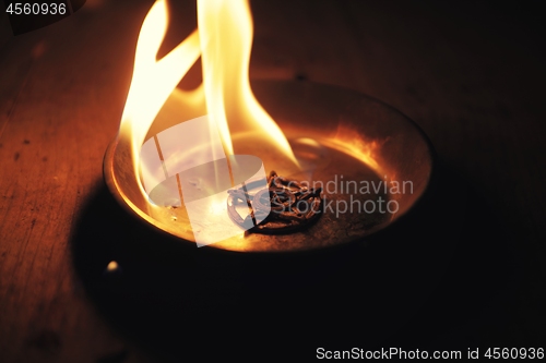 Image of Old pentagram burning in flames